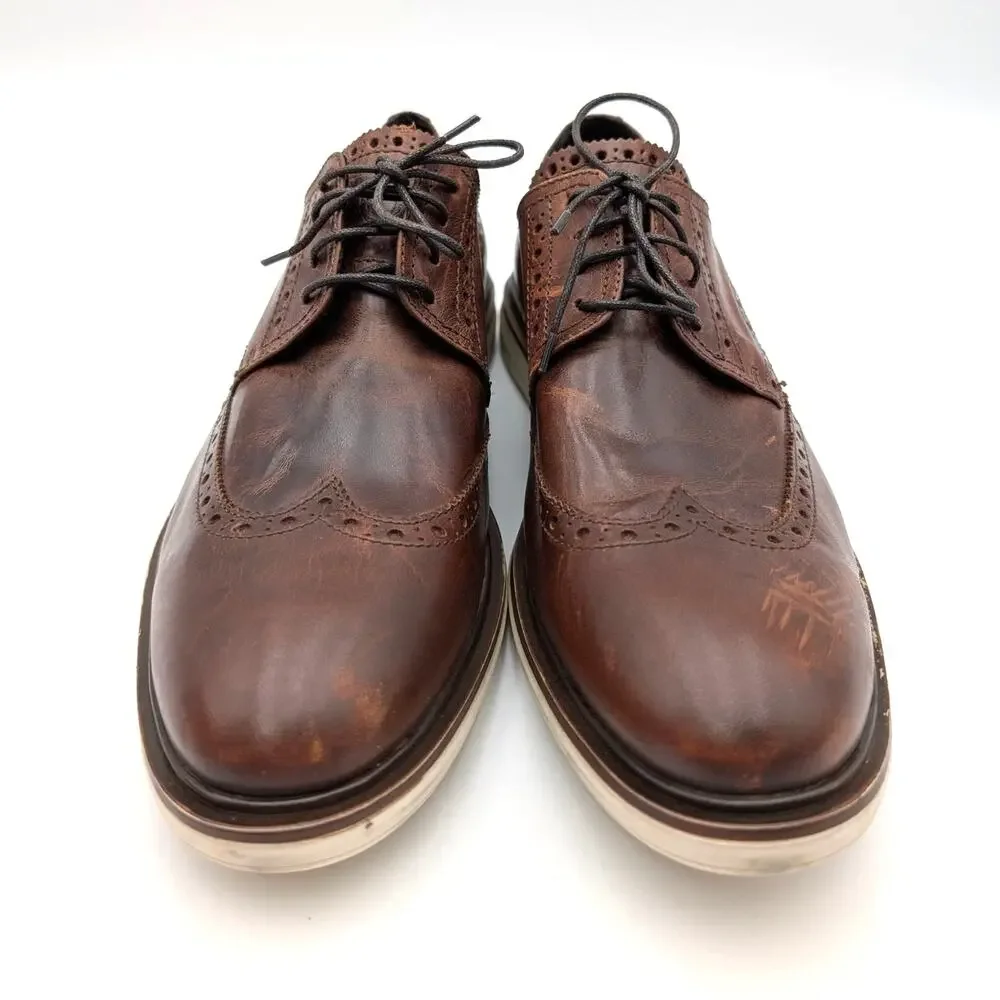 Bruno Magli UGO Lace-Up Oxford Shoes Men's British Tan Ivory Size US13M EU46